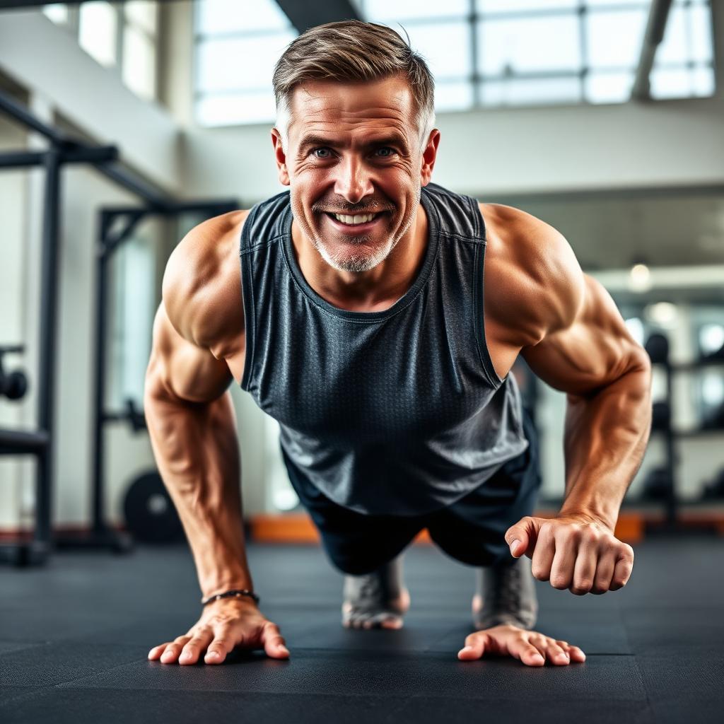 Man in his 40s training with renewed energy after using Rugiet TRT